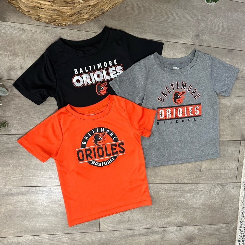 NEW Baltimore Orioles Toddler Kids Performance T-Shirt Bundle- Gray Black Orange